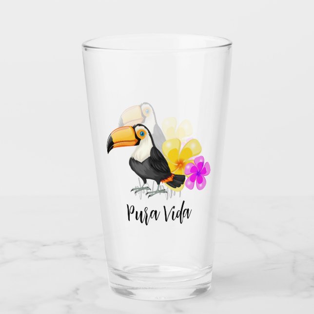 Tumbler de vidrio para beber Pura Vida Tópico Touc (Anverso)