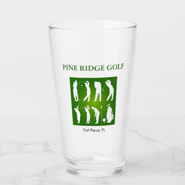 Tumbler de vidrio personalizado del campo de golf (Anverso)