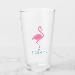 Tumbler de vidrio personalizado Flamingo rosa