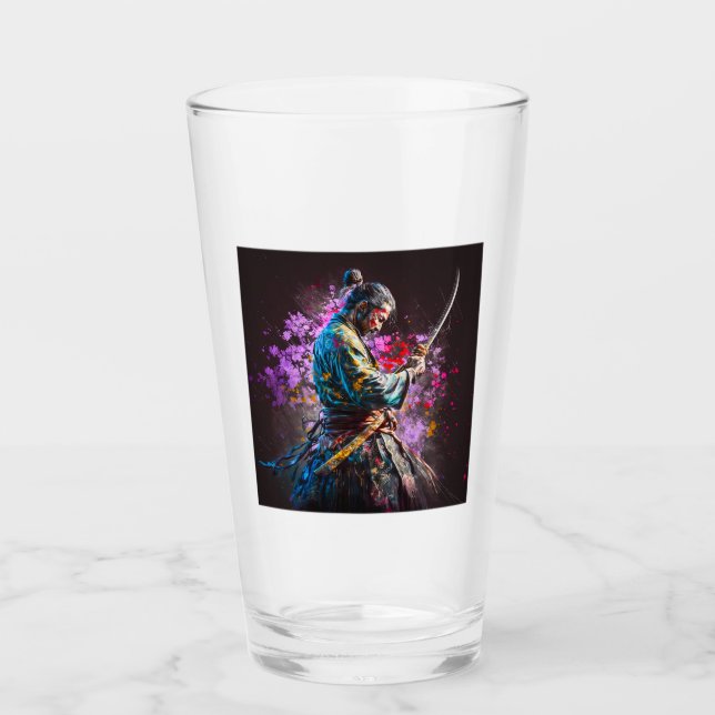 Tumbler de vidrio pintado de Samurai (Anverso)