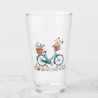 Tumbler de vidrio, vidrio de pinta, 16 oz, bicicle