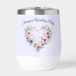 Tumbler de vino cardíaco de flores personalizado
