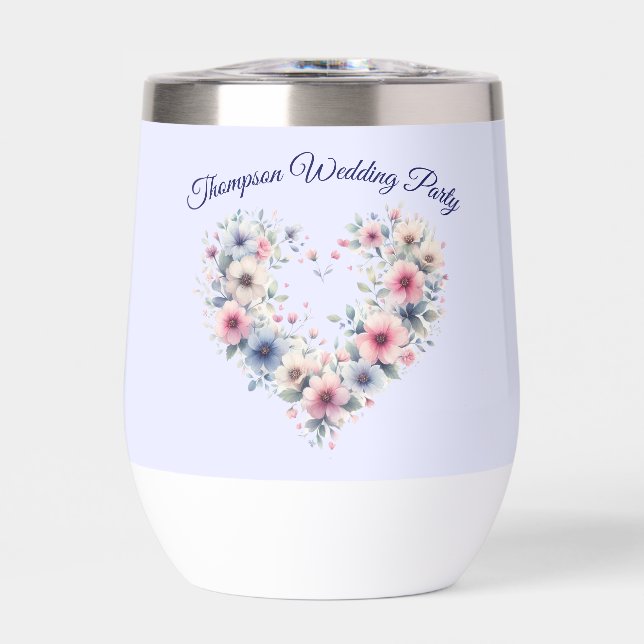 Tumbler de vino cardíaco de flores personalizado (Frente)