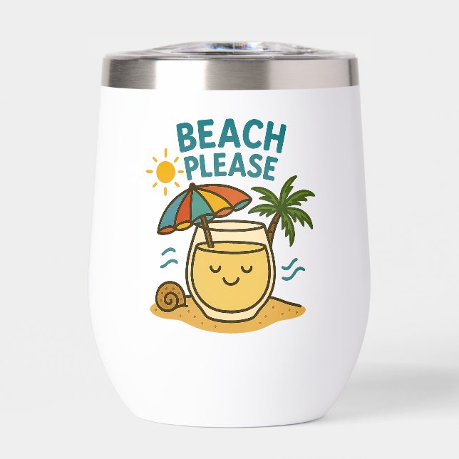 Tumbler de vino de acero inoxidable Beach Please S (Frente)