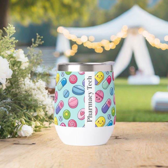 Tumbler de vino de farmacia de píldoras divertidas (Boda)