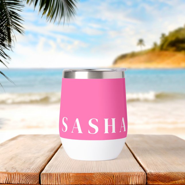Tumbler de vino de nombre personalizado (Playa)