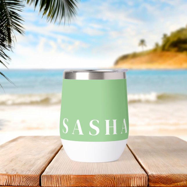 Tumbler de vino de nombre personalizado (Playa)