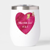 Tumbler de vino de San Valentín Mariposa Dorada Co