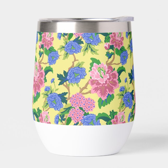 Tumbler de vino floral preppy Chinoiserie (Izquierdo)