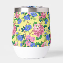 Tumbler de vino floral preppy Chinoiserie