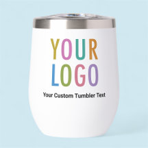 Tumbler de vino insulado de 11 oz con logotipo de