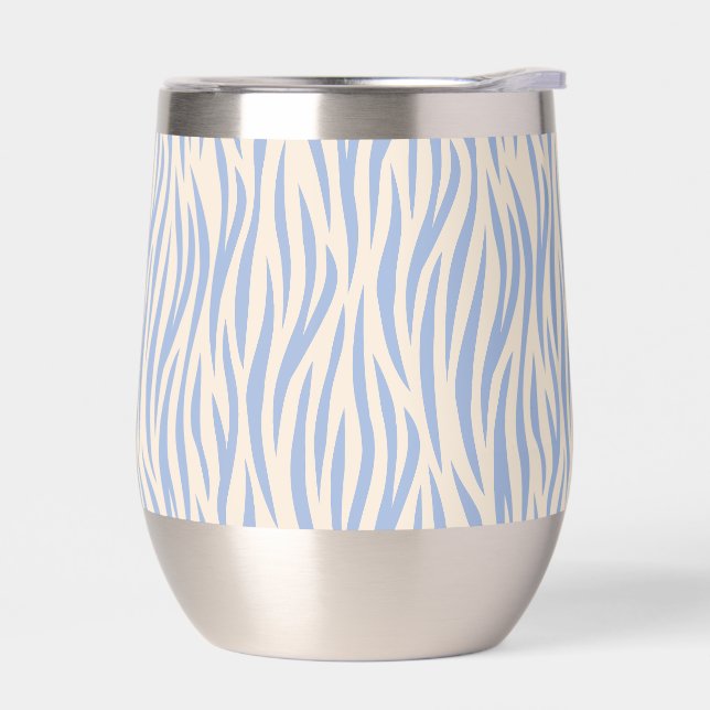 Tumbler de vino sin cáscara de cebra azul y beige (Izquierdo)