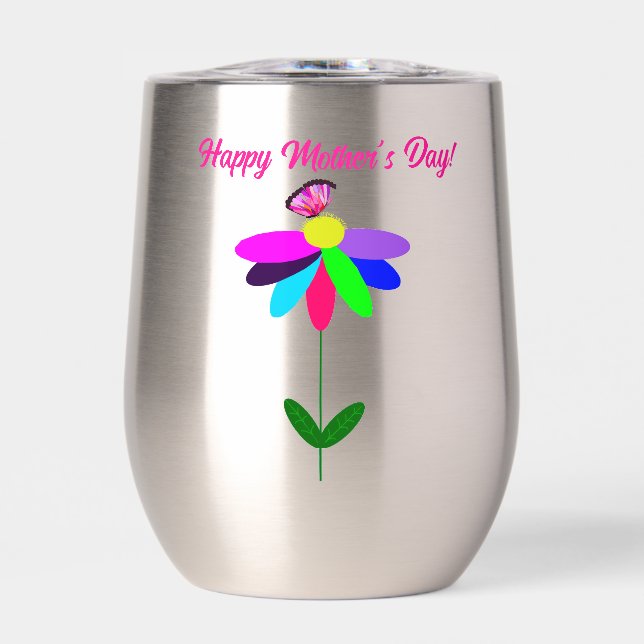 Tumbler de vino sin cáscara del Día de la Madre (Frente)