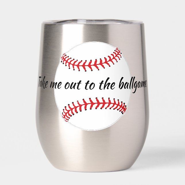 Tumbler de vino térmico de diseño de béisbol (Trasero)