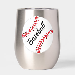 Tumbler de vino térmico de diseño de béisbol