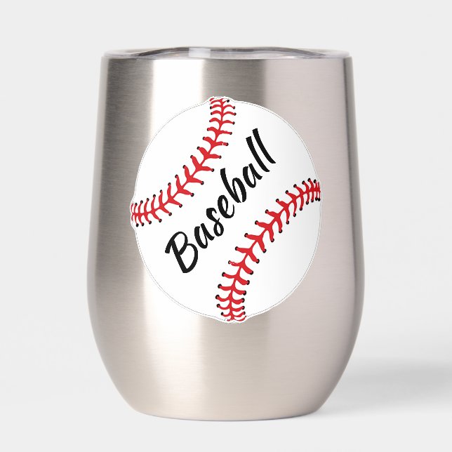 Tumbler de vino térmico de diseño de béisbol (Trasero)