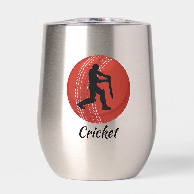 Tumbler de vino térmico de diseño de cricket (Frente)