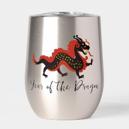 Tumbler de vino térmico de diseño de dragón