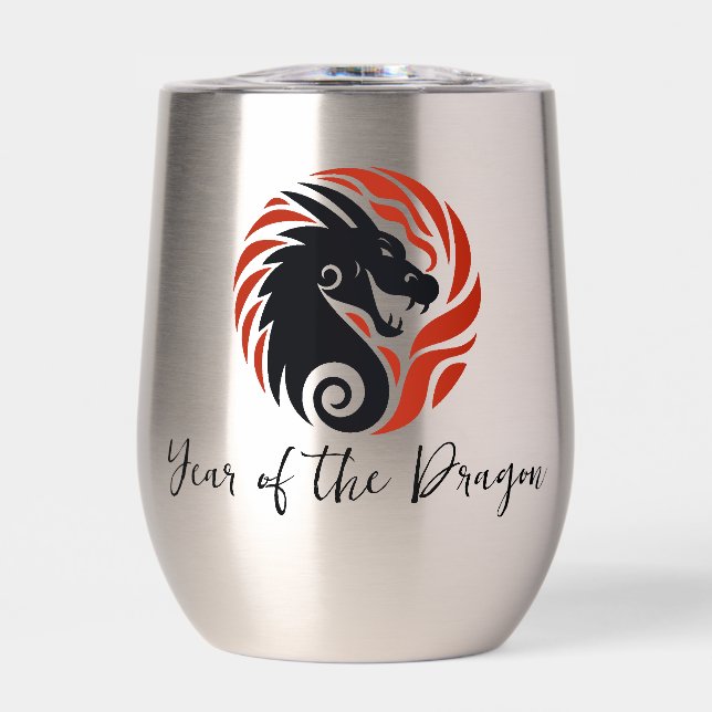 Tumbler de vino térmico de diseño de dragón (Frente)