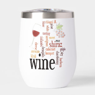 Tumbler de vino térmico de diseño de nube de Word