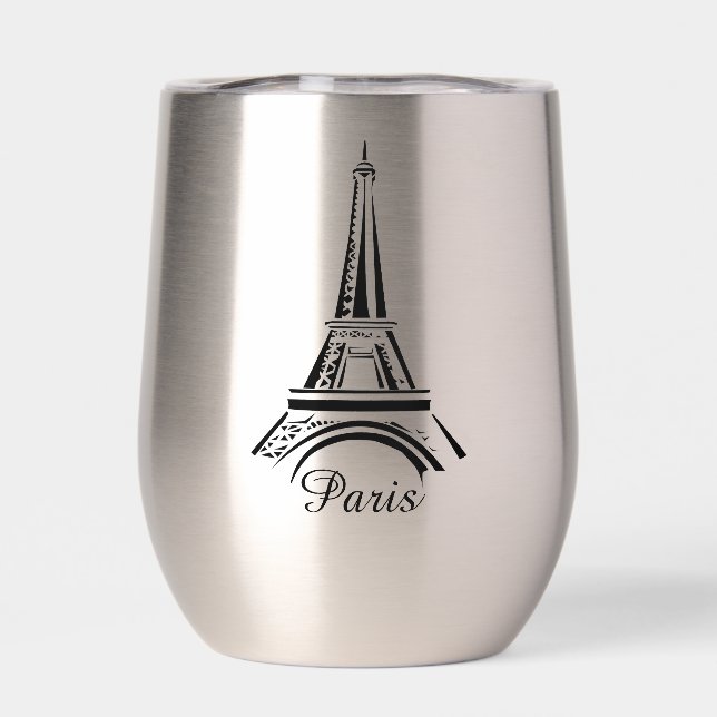 Tumbler de vino térmico de la Torre Eiffel de Parí (Trasero)