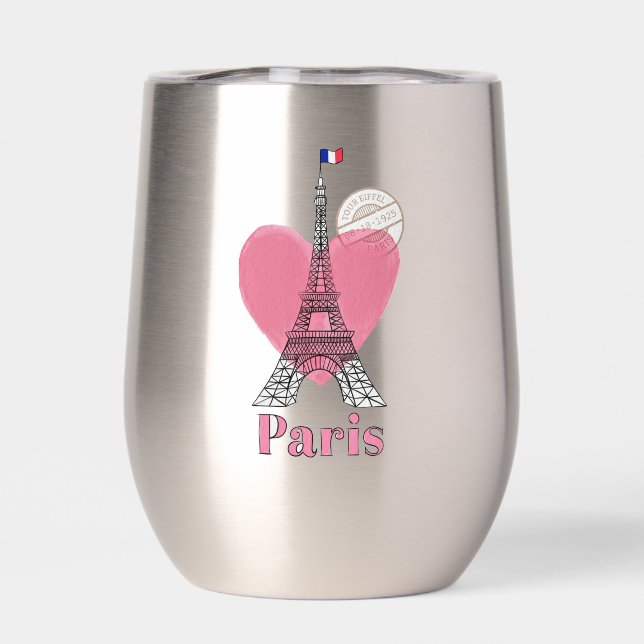 Tumbler de vino térmico de la Torre Eiffel de Parí (Trasero)