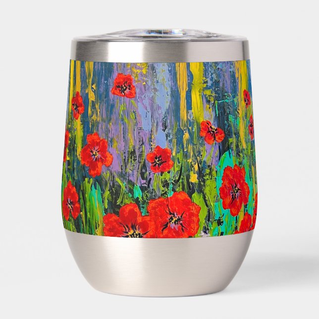tumbler de vino térmico de poppies (Frente)