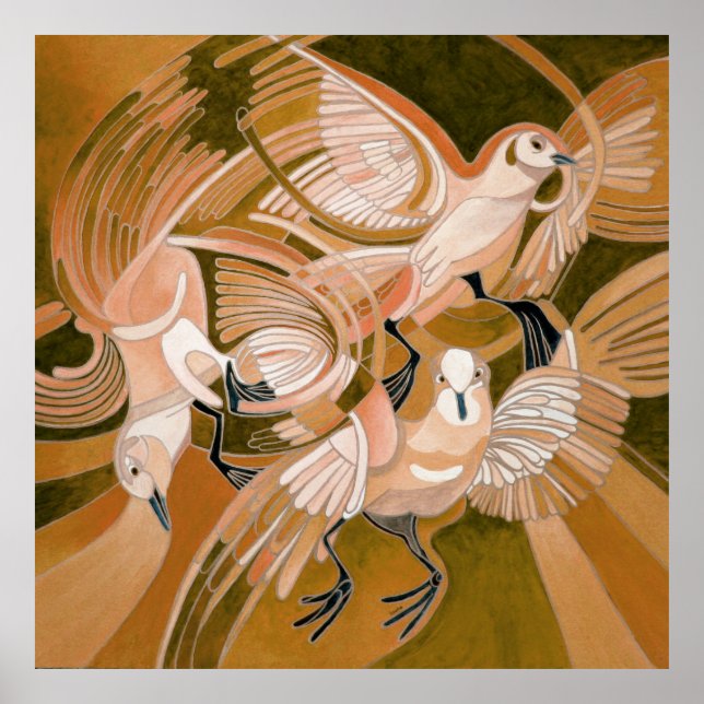 Tumbler Pigeons En Sepia Resumen De Arte (Frente)