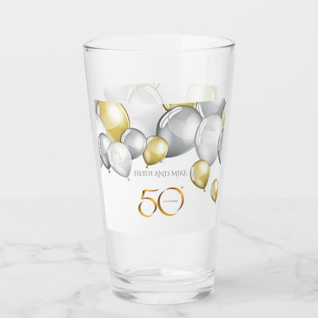 Tumbler/vidrio del 50 aniversario. Nombre personal (Anverso)