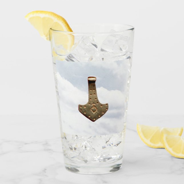 Tumblor de vidrio de Collins Tor Hammer de oro (Anverso (hielo))