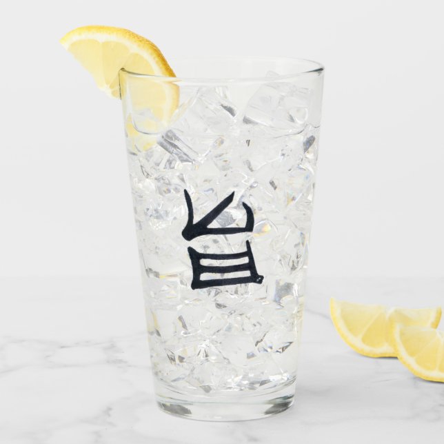 Tumblor de vidrio negro Kanji Delicious (Anverso (hielo))