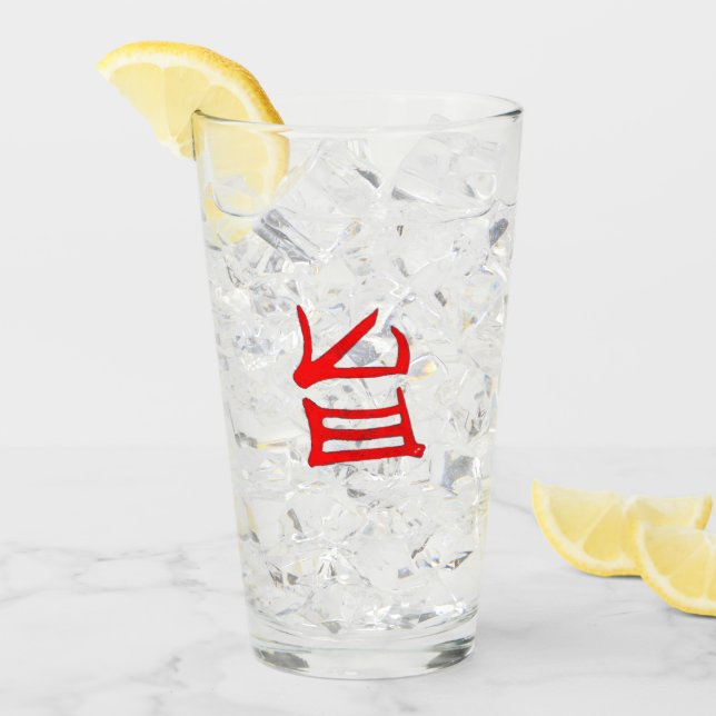 Tumblor de vidrio rojo Kanji Delicious (Anverso (hielo))
