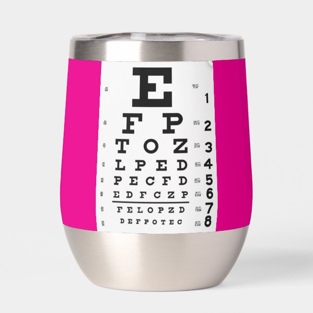 Tumblor de vino térmico Neon Pink Eye Chart (Trasero)