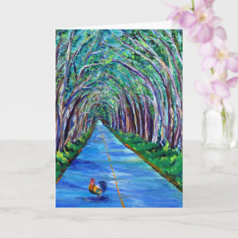 Túnel del árbol de Kauai con tarjeta de saludo de