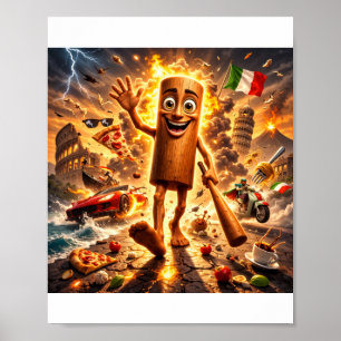 tung tung tung Personaje de Meme de Madera2 Póster