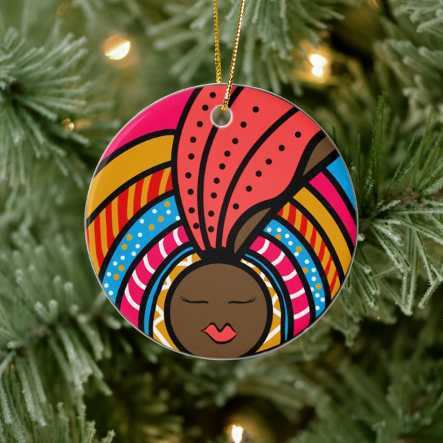 Turbán colorido de mujer negra, adorno Naranja (Árbol)