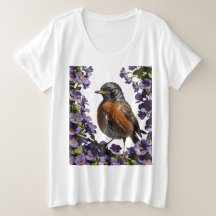 Turdus migratorius y Violeta de Wisconsin Viola 
