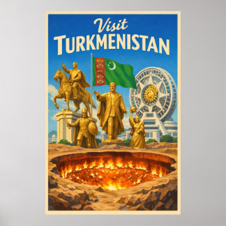 Turkmenistán - Póster de viaje vintage