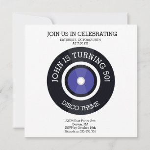 TURNING 50, tema Disco Invitación al cumpleaños