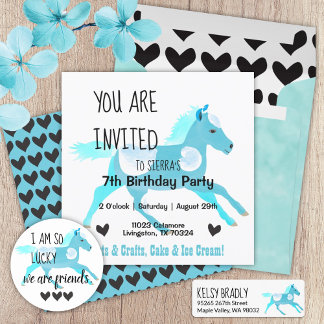 Turquesa, Aquamarine Pony Invitación al cumpleaños