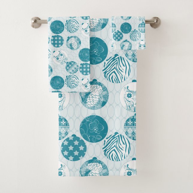 Turquesa , Azul , Patrón Navidad (In situ)