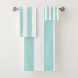 Turquesa Claro y Rayas Horizontales Anchas Blancas