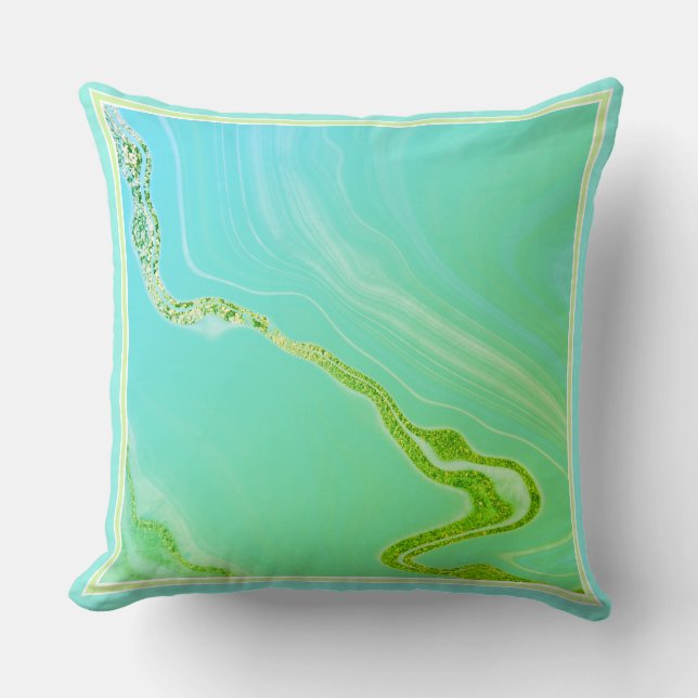 Turquesa, Cojín decorativo Lime Faux Marble (Anverso)