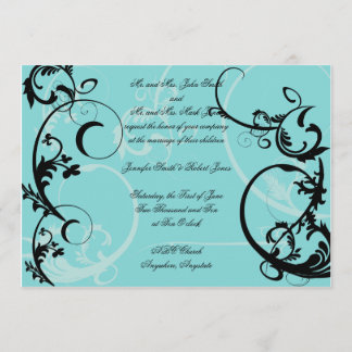Turquesa con invitación a la boda de negras
