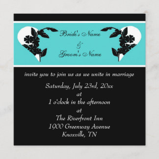 Turquesa de los corazones e invitación negra de la