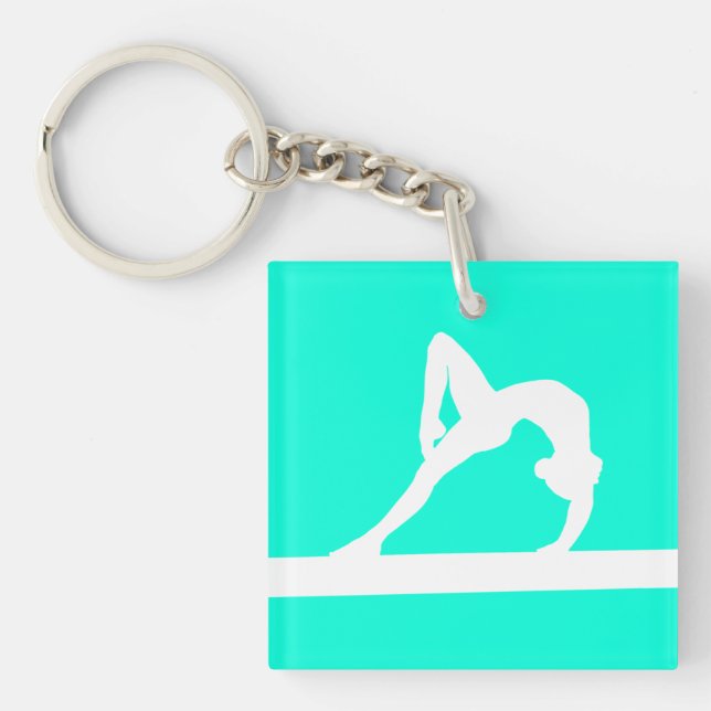 Turquesa del llavero w/Name del gimnasta (Frente)