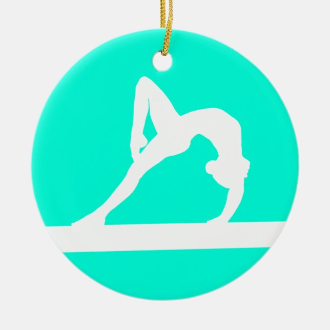 Turquesa del ornamento w/Name del gimnasta (Frente)