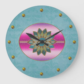 Turquesa elegante y reloj de pared rosado del art