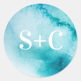 Turquesa Etiqueta inicial de boda personalizada