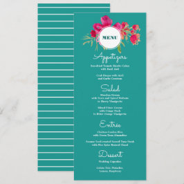 Turquesa Fuchsia Boda Floral Tarjetas de menú